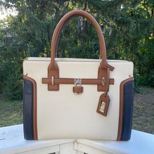 Nine West Cream, Navy, & Brown Purse